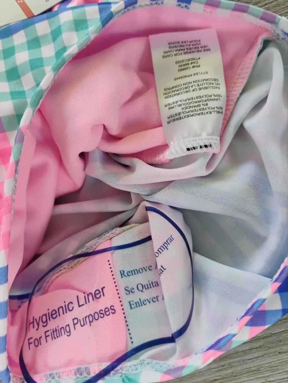 Gingham One-Piece Swimsuit Pink Platinum Size 10 /12 & Free Pair Of Swim Goggles